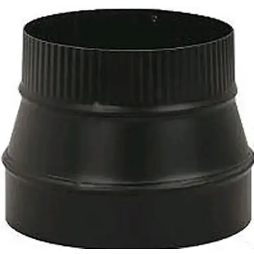 Stove Pipe Reducer, 8 x 6 in, Crimp, 24 ga Thick Wall, Black, Matte Stove Pipe Reducer, 8 x 6 in, Crimp, 24 ga Thick Wall, Black, Matte