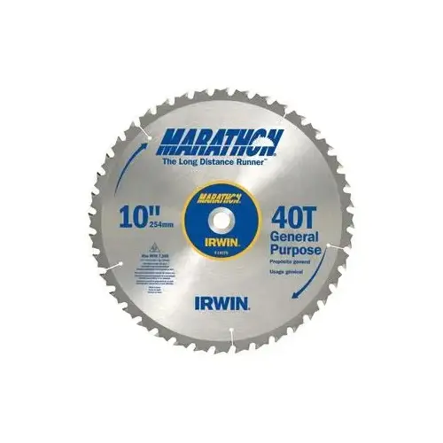 Table Saw Blade, 10 in Dia, 5/8 in Arbor, 40-Teeth, Carbide Cutting Edge Silver Table Saw Blade, 10 in Dia, 5/8 in Arbor, 40-Teeth, Carbide Cutting Edge Silver
