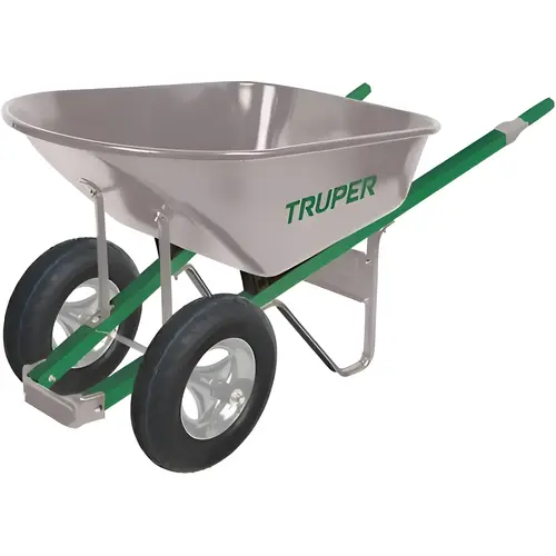 Tru Tough Steel Wheelbarrow, Steel Material, 6 Cu. Ft. Load Capacity, 60" Handle Length, Black Finish