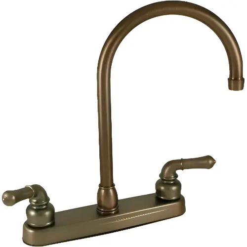 8 in. Non-Metal Kitchen Faucet Oil Rubbed Bronze with Gooseneck & 2 Handles 8 in. Non-Metal Kitchen Faucet Oil Rubbed Bronze with Gooseneck & 2 Handles