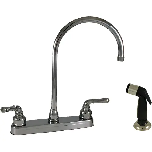 8 in. Non-Metal Kitchen Faucet with Gooseneck Spout & Sprayer - Chrome 8 in. Non-Metal Kitchen Faucet with Gooseneck Spout & Sprayer - Chrome