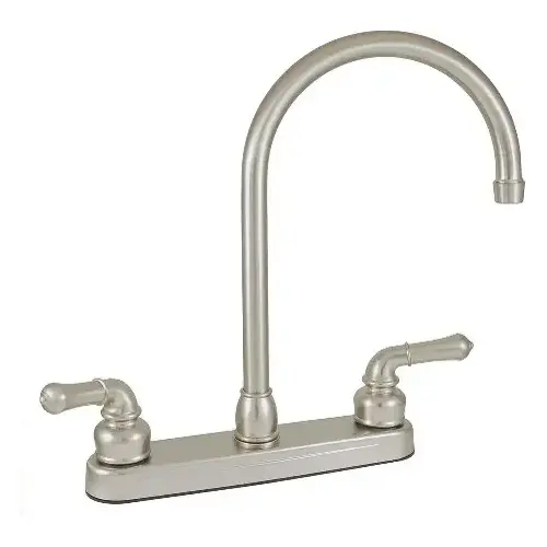 8 in. Non-Metal Kitchen Faucet Brushed Nickel with Gooseneck & 2-Handles 8 in. Non-Metal Kitchen Faucet Brushed Nickel with Gooseneck & 2-Handles