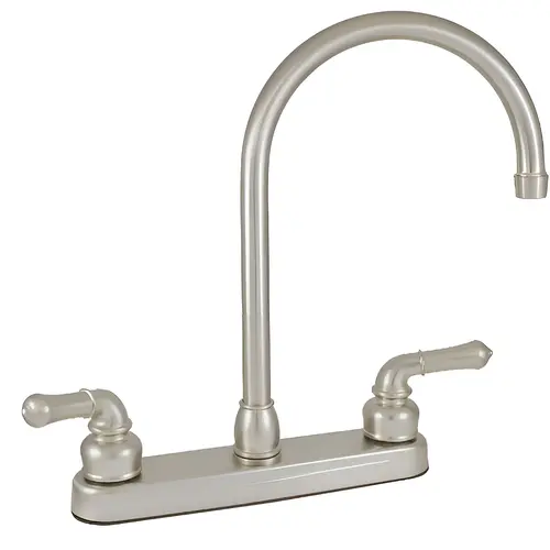8 in. Non-Metal Kitchen Faucet Brushed Nickel with Gooseneck & 2-Handles 8 in. Non-Metal Kitchen Faucet Brushed Nickel with Gooseneck & 2-Handles