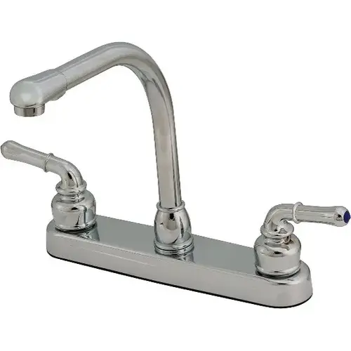 8 in. Non-Metal Kitchen Faucet w/ Hi-Rise Spout and Teapot Handles - Chrome