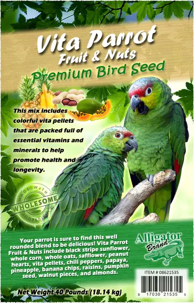 Alligator Brand Vita Parrot Fruit & Nuts Premium Bird Seed 40-lbs 08621535 Alligator Brand Vita Parrot Fruit & Nuts Premium Bird Seed 40-lbs 08621535