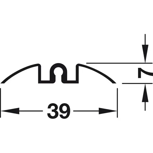 Single Bottom Running Track, H fele Slido R-Aluflex 80A 6 ft 6 3/4" For glue fixing, 2 m Length, Silver Empty