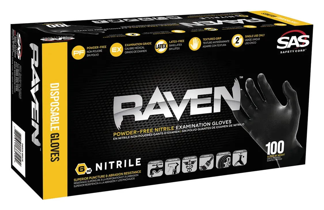 Hafele Raven Gloves Nitrile Black 6 mm M Size: M Black 007.64.045