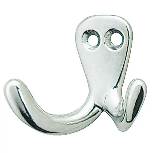 Wall Mounted Hook, Polished Aluminum Double Prong, 50 x 30 x 63 mm (H x D x W) polished Wall Mounted Hook, Polished Aluminum Double Prong, 50 x 30 x 63 mm (H x D x W) polished