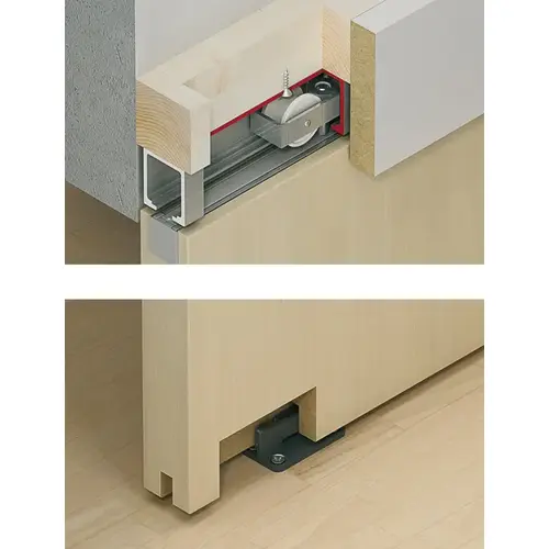 Sliding Door Hardware, HAWA Junior 80/B, set Junior 80 B (mod.) with track buffers on both sides for 1-leaf and 2-leaf wooden sliding doors, ceiling installation, height adjustable, min. installation height, for door weight up to 80 kg, M10 bolt Sliding Door Hardware, HAWA Junior 80/B, set Junior 80 B (mod.) with track buffers on both sides for 1-leaf and 2-leaf wooden sliding doors, ceiling installation, height adjustable, min. installation height, for door weight up to 80 kg, M10 bolt