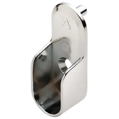 Wardrobe Tube Support With Dowels, Zinc Alloy Material, 1/2" Width, 1-7/8" Height, Polished Chrome Finish