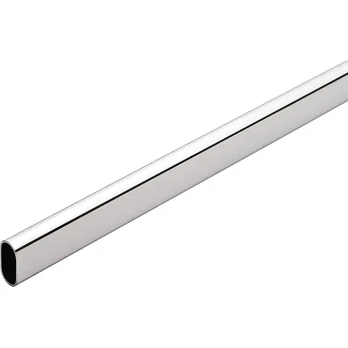 Welded Steel Oval Wardrobe Tube, Steel Material, 47-15/16" Length, 9/16" Width, 1-3/16" Height, Chrome Finish