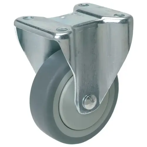 Fixed Caster, Plate Mount 4" 5 5/8" 154 lbs 100 mm Wheel diameter 100 mm Outer wheel: Gray Inner wheel: Light gray, Support Plate: Zinc Fixed Caster, Plate Mount 4" 5 5/8" 154 lbs 100 mm Wheel diameter 100 mm Outer wheel: Gray Inner wheel: Light gray, Support Plate: Zinc