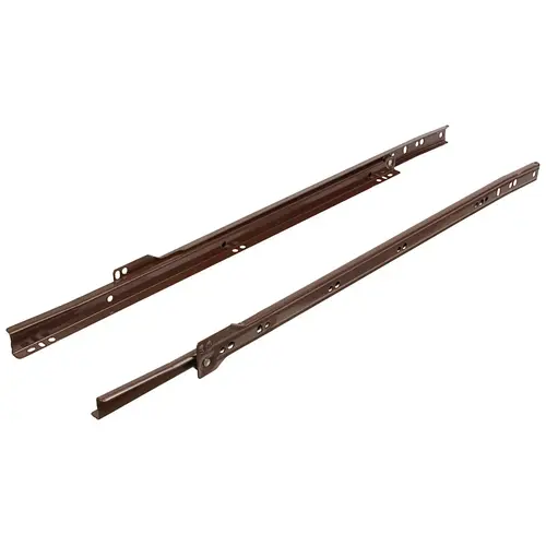 Complete Sets, 3/4 Extension, Self-Closing, Bottom Mounted 12" Brown RAL 8017, Powder-coated Pair Complete Sets, 3/4 Extension, Self-Closing, Bottom Mounted 12" Brown RAL 8017, Powder-coated Pair
