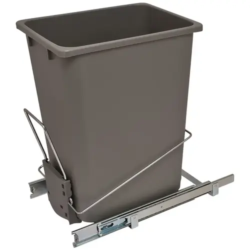 Wire Waste Bin System, Single Soft close ball bearing slides Holder: Steel Bin: Plastic, Holder: Chrome Bin: Gray Wire Waste Bin System, Single Soft close ball bearing slides Holder: Steel Bin: Plastic, Holder: Chrome Bin: Gray