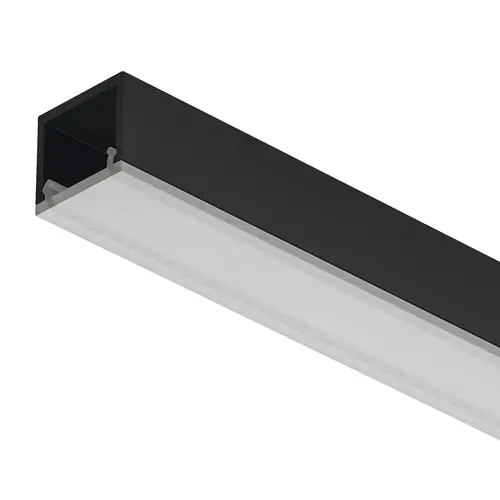 Aluminum Profle, Hafele Loox5 Profile 2101, for LED strip lights Internal width 13 mm (1/2"), Length: (92") 2336 mm, black Profile: Black, anodized Diffuser: opal white Aluminum Profle, Hafele Loox5 Profile 2101, for LED strip lights Internal width 13 mm (1/2"), Length: (92") 2336 mm, black Profile: Black, anodized Diffuser: opal white