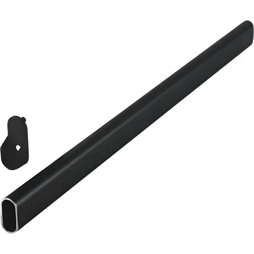 Aluminum Oval Wardrobe Tube, Aluminum Material, 47-15/16" Length, 1-3/16" Height, 9/16" Width, Black Finish, Closet Hardware