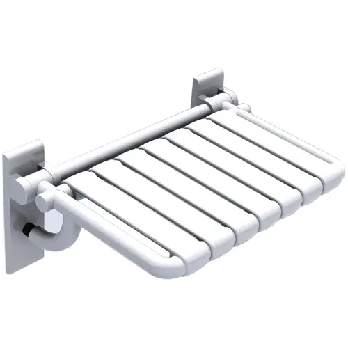 Folding Shower Seat, 555 mm Width 21 5/8"; Slats: 2 3/16" HEWI 801 Series, Pure white Pure white Folding Shower Seat, 555 mm Width 21 5/8"; Slats: 2 3/16" HEWI 801 Series, Pure white Pure white