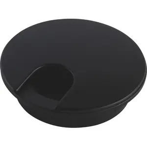 Hafele 631.46.302 Metal Cable Grommet, Two-Piece, Round, diameter 61 mm For workplace organization, Black epoxy Black, epoxy coated