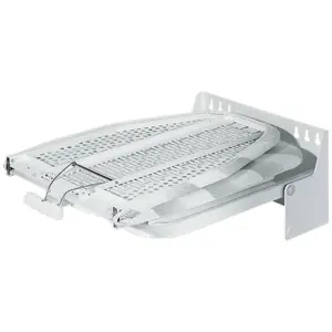 Hafele 568.66.700 Hafele Ironfix Ironing Board, Wall-Mounted Rotates 180 degree , cover: Gray stripes Ironing Board: White (RAL 9016); Cover: White with gray stripes, Fitting parts: Epoxy coated