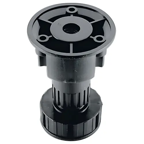 Base Cabinet Leveler, 2-Part, Plastic Material, 4" Height, Black Finish