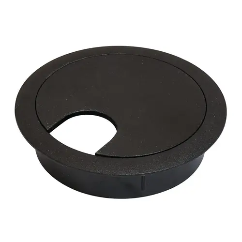 Cable Grommet, Two-Piece, Round, diameter 2 1/2" With 90 degree Rotating Top, Black Black