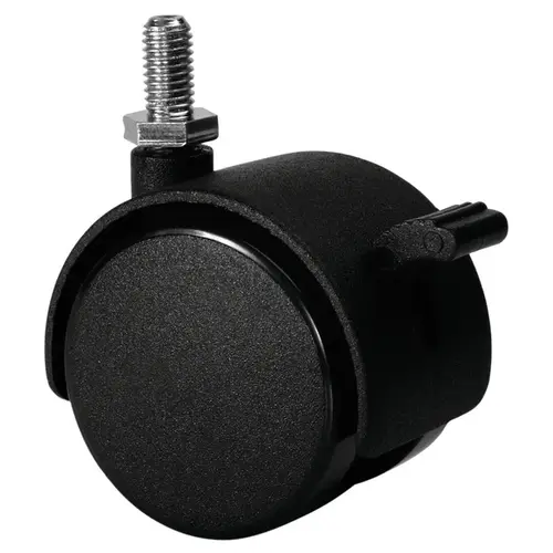 Twin Wheel Caster, Threaded Stem, Load-Bearing Capacity 77 lbs. With brake With brake Black, Matt Twin Wheel Caster, Threaded Stem, Load-Bearing Capacity 77 lbs. With brake With brake Black, Matt
