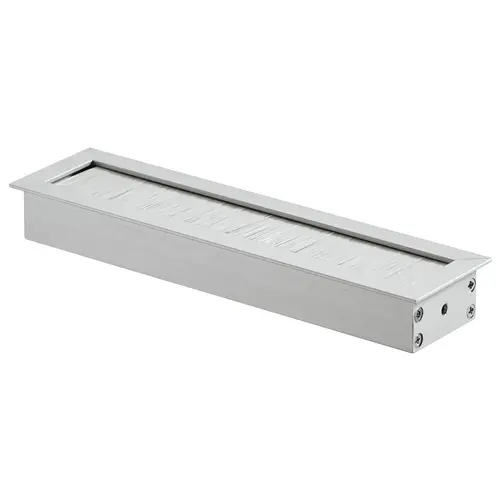 Anodized Aluminum Grommet, Rectangular 180 x 45 mm with Brush aluminum, without lid, Gray Gray