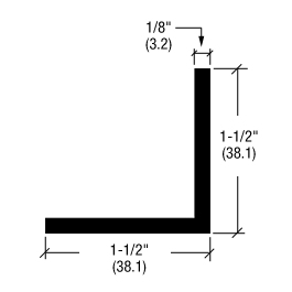 CRL-U.S. Aluminum A15071 Custom KYNAR Paint L-Bar 1-1/2" x 1-1/2" x 1/8" - 21'-2" Stock Length