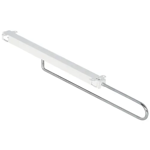 Retractable Wardrobe Rail, Steel Runner 320 mm 15 1/2" 22 lb. load capacity, almond, 390 mm (15 1/2") Rail: White, powder coated Hanger: Zinc plated Retractable Wardrobe Rail, Steel Runner 320 mm 15 1/2" 22 lb. load capacity, almond, 390 mm (15 1/2") Rail: White, powder coated Hanger: Zinc plated
