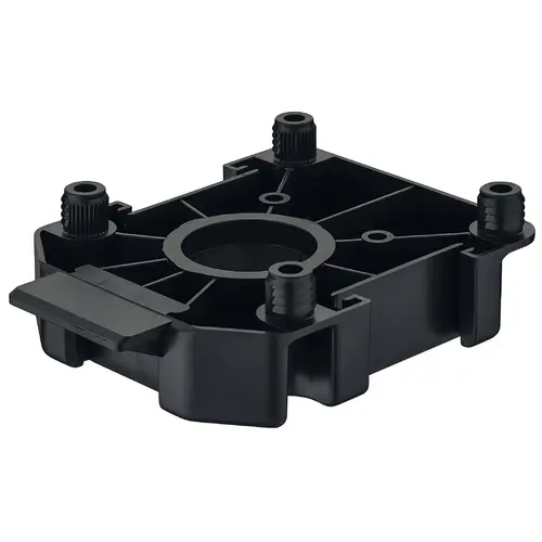 Mounting Plate, for Hafele AXILO 78 plinth system Press fit, 10 mm (3/8") holes Hafele AXILO 78 Plinth Adjusting Fitting System, Press-fit Black