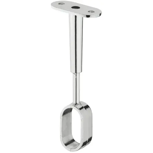 Rail Center Support, For OVA wardrobe rail 30 x 15 mm Zinc alloy, chrome plated, For screw fixing beneath shelves, height adjustable (80-105 mm) Chrome plated Rail Center Support, For OVA wardrobe rail 30 x 15 mm Zinc alloy, chrome plated, For screw fixing beneath shelves, height adjustable (80-105 mm) Chrome plated