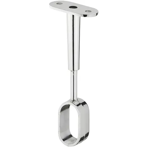 Rail Center Support, For OVA wardrobe rail 30 x 15 mm Zinc alloy, chrome plated, For screw fixing beneath shelves, height adjustable (80-105 mm) Chrome plated
