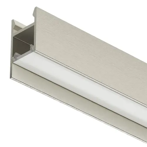 Aluminum Profle, Hafele Loox5 Profile 2104, for LED strip lights Internal width 11 mm (7/16"), Length: (98 7/16") 2500 mm, brushed stainless steel colored Profile: Stainless steel colored, anodized, brushed Diffuser: opal white Aluminum Profle, Hafele Loox5 Profile 2104, for LED strip lights Internal width 11 mm (7/16"), Length: (98 7/16") 2500 mm, brushed stainless steel colored Profile: Stainless steel colored, anodized, brushed Diffuser: opal white