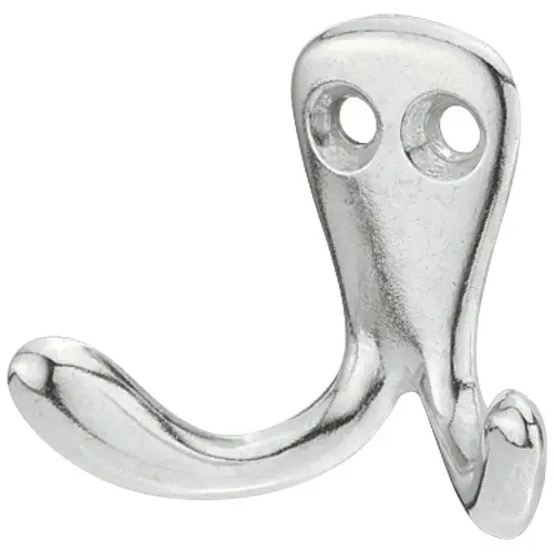 Wall Mounted Hook, Polished Aluminum Double Prong, 40 x 25 x 50 mm (H x D x W) polished Wall Mounted Hook, Polished Aluminum Double Prong, 40 x 25 x 50 mm (H x D x W) polished