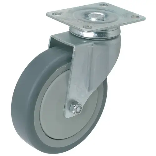 Swiveling Caster, Plate Mount, without Brake 154 lbs 75.00 mm Wheel diameter 75 mm Outer wheel: GrayInner wheel: Light gray, Support Plate: Zinc Swiveling Caster, Plate Mount, without Brake 154 lbs 75.00 mm Wheel diameter 75 mm Outer wheel: GrayInner wheel: Light gray, Support Plate: Zinc
