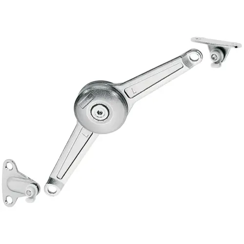 Lid Stay/Flap Stay, Hafele Duo Standard, Complete set Wood screws Wood, Aluminum frame Individual Fitting (Order Cabinet and Door Brackets Separately), Nickel plated, for wood screws Nickel plated