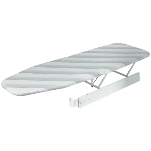 Hafele Ironfix Ironing Board, Built-In For drawer installation, cover: Gray stripes Ironing Board: White (RAL 9016); Cover: White with gray stripes