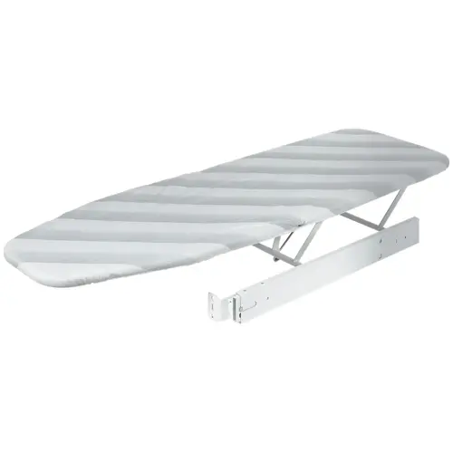 Hafele Ironfix Ironing Board, Built-In For drawer installation, cover: Gray stripes Ironing Board: White (RAL 9016); Cover: White with gray stripes