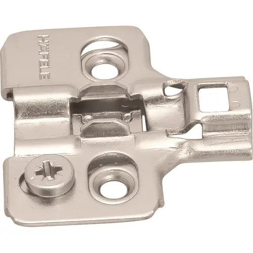 Mounting Plate, for Clip-On Hinges 0 mm Height adjustment 2 mm via eccentric, Height: 0 polished, Nickel plated Mounting Plate, for Clip-On Hinges 0 mm Height adjustment 2 mm via eccentric, Height: 0 polished, Nickel plated