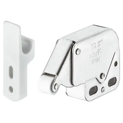 Mini-Latch Automatic Spring Catch, For Mini-Latch spring catch Nickel-plated, counter-piece: white Mini-Latch Automatic Spring Catch, For Mini-Latch spring catch Nickel-plated, counter-piece: white