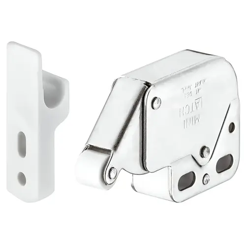 Mini-Latch Automatic Spring Catch, For Mini-Latch spring catch Nickel-plated, counter-piece: white
