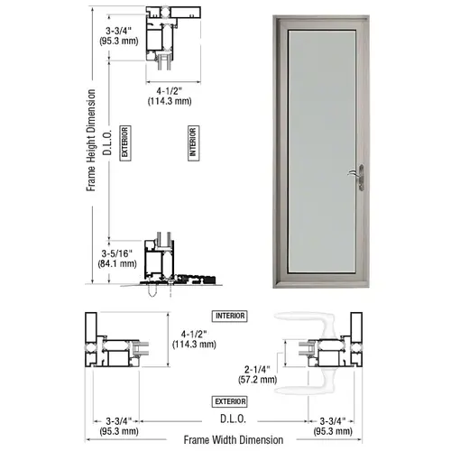 Clear Anodized Series 925 Single Patio Door Hinge Right Swing Out Clear Anodized Series 925 Single Patio Door Hinge Right Swing Out