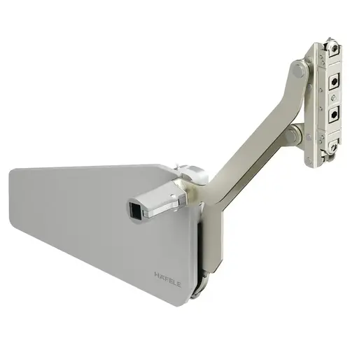 Parallel Lift-Up Front Fitting, Free Up 320 - 360 mm 4.8 - 9.3 kg O2us For one-piece flaps made of wood, glass or with aluminum frame, Door Weight: 10.6-20.5 lbs., Model O2us, end cap: black Fitting: Nickel plated Parallel Lift-Up Front Fitting, Free Up 320 - 360 mm 4.8 - 9.3 kg O2us For one-piece flaps made of wood, glass or with aluminum frame, Door Weight: 10.6-20.5 lbs., Model O2us, end cap: black Fitting: Nickel plated