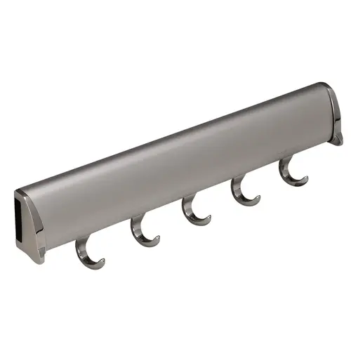 Belt Rack, TAG Synergy Elite Collection, 5 Hook, 11 7/8" With full extension slide, Matt aluminum with chrome hooks and end caps Matt aluminum Hooks & End Caps: Chrome Belt Rack, TAG Synergy Elite Collection, 5 Hook, 11 7/8" With full extension slide, Matt aluminum with chrome hooks and end caps Matt aluminum Hooks & End Caps: Chrome