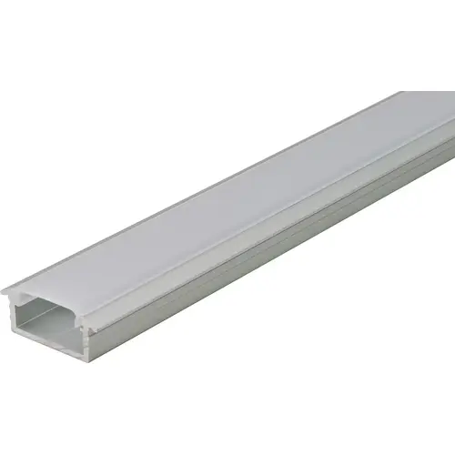 Aluminum Profile, Hafele Loox profile 1190 Recessed mounting, Cover: Milk Profile: Silver colored, anodized Diffuser: milky 99" Length