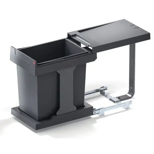 Hailo - Single Waste Bin Pull-Out, Easy Cargo 20 Bin: Plastic, slate gray, cabinet width min. 300 mm Steel, slate gray, powder coated; Bin and lid: Plastic, slate gray 16 1/2" Hailo - Single Waste Bin Pull-Out, Easy Cargo 20 Bin: Plastic, slate gray, cabinet width min. 300 mm Steel, slate gray, powder coated; Bin and lid: Plastic, slate gray 16 1/2"