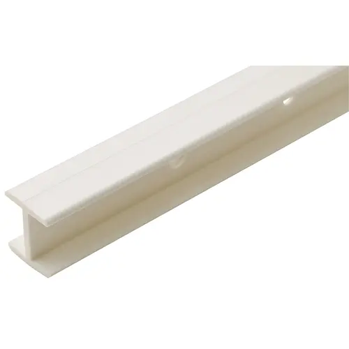 H-Channel Shelf Connector, Plastic Material, 12-7/8" Length, 3/4" Material Thickness, White Finish, Wardrobe Hardware