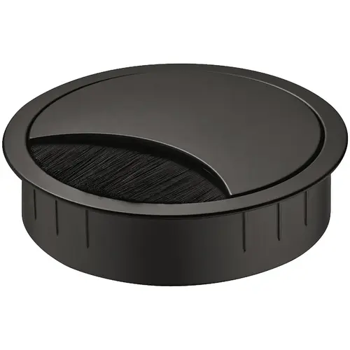 Metal Cable Grommet, Two-piece, Round 3 1/8" 80 mm Zinc alloy, with locking mechanism of the lid, height 21 mm, for workplace organization, black, drill hole diameter: 80 mm Black Metal Cable Grommet, Two-piece, Round 3 1/8" 80 mm Zinc alloy, with locking mechanism of the lid, height 21 mm, for workplace organization, black, drill hole diameter: 80 mm Black