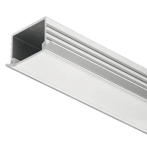 Aluminum Profile, Hafele Loox profile 1191 Recessed mounting, Cover: Milk Profile: Silver colored, anodized Diffuser: milky