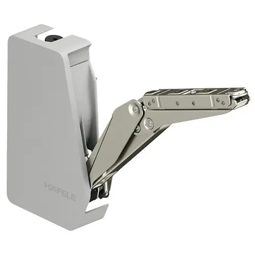 Swing Up Fitting, Free Flap 1.7, Set A For small, one-piece flaps made of wood or with aluminum frame, Model A Fitting: Nickel plated Swing Up Fitting, Free Flap 1.7, Set A For small, one-piece flaps made of wood or with aluminum frame, Model A Fitting: Nickel plated